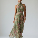 Sofía™ | Vestido midi con cuello halter