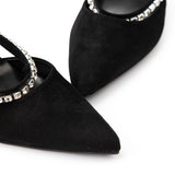 Sandalias de tacón alto con punta afilada adornadas con strass
