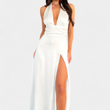 Latisha Vestido de Cuello Halter y Gran Abertura