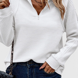 Helene | Jersey de Cuello en V con Cremallera y Manga Larga