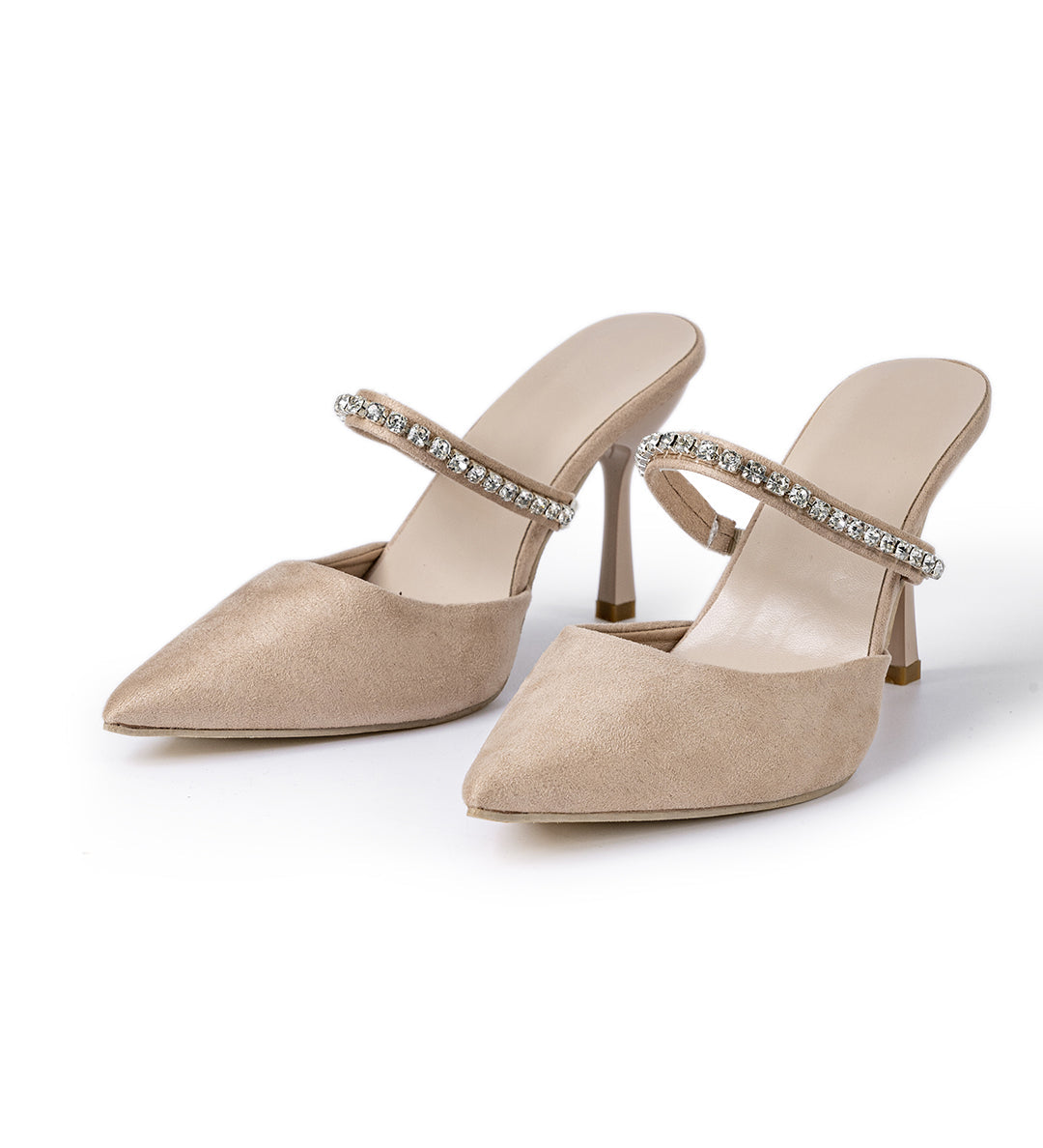 Sandalias de tacón alto con punta afilada adornadas con strass