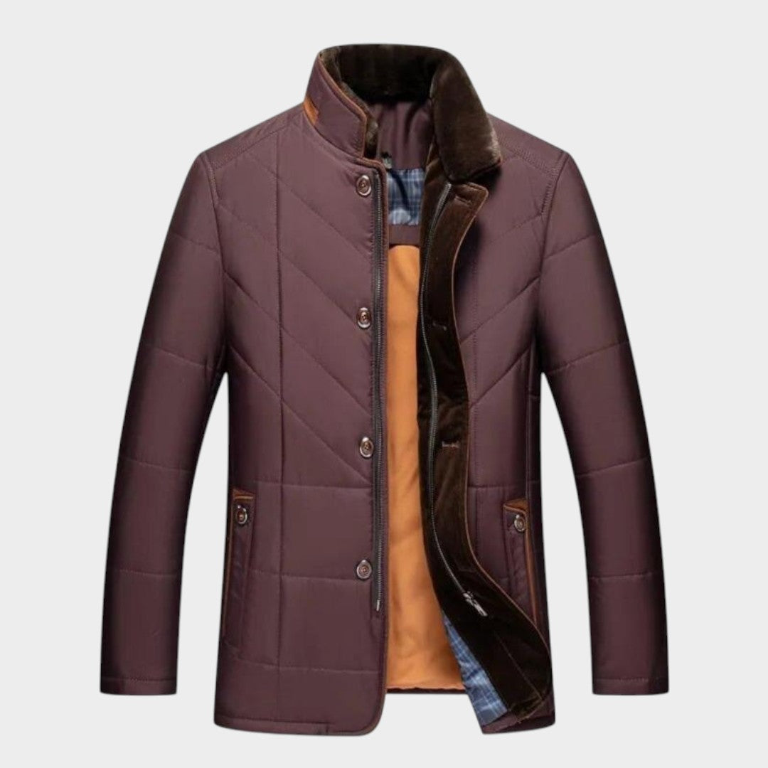 Helmfried™ | Chaqueta acolchada de hombre con cuello de piel