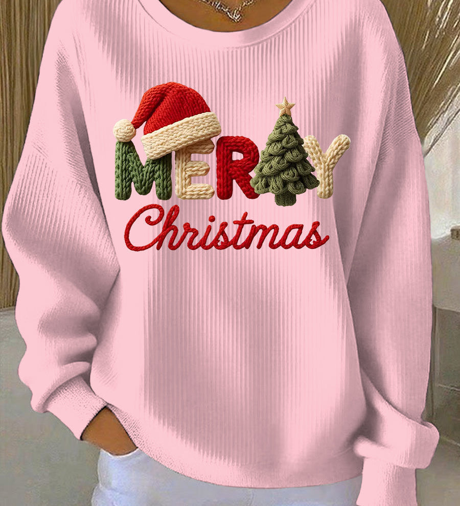 Sudadera casual con estampado navideño para mujeres