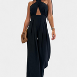 Jessica Mono Halter Cruzado sin Espalda y Pierna Ancha