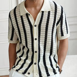 RetroKnit Polo de rayas con botones