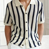 RetroKnit Polo de rayas con botones