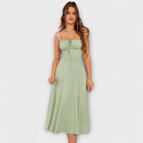 Upanje - vestido rosa con detalle de abertura