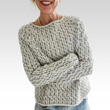 Victoria | Suéter gris elegante con escote en U