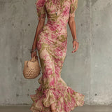Rosalie™ | Vestido maxi con estampado de rosas vintage