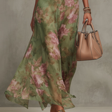 Florine™ | Vestido Maxi Verde con Estampado Floral