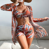 Gabriela™ | Conjunto de bikini de 3 piezas con estampado