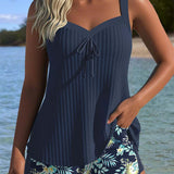 Rocío™ | Tankini a rayas con braguita de dos piezas