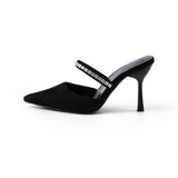 Sandalias de tacón alto con punta afilada adornadas con strass