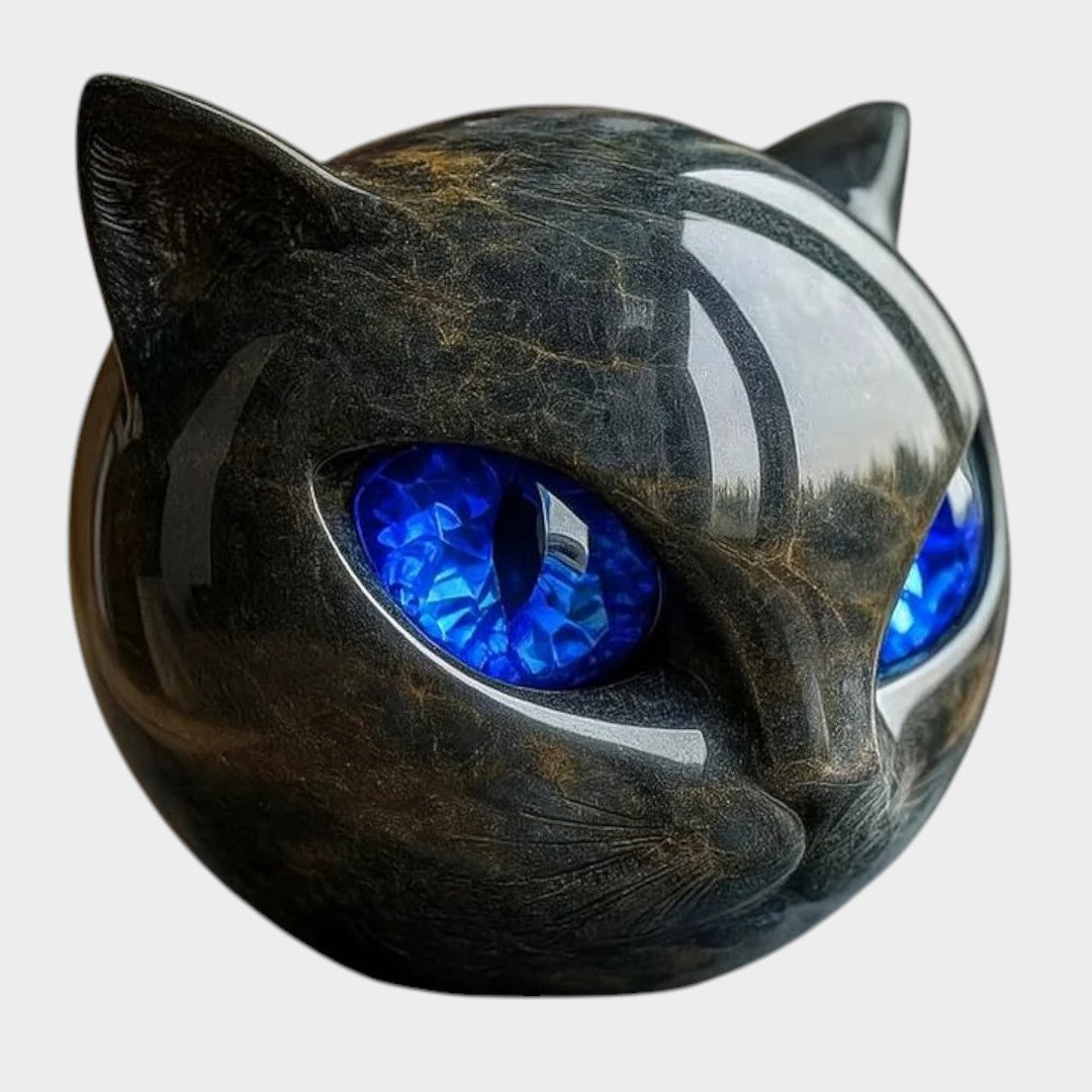 NyxCharm™ | Escultura Mística de Cabeza de Gato Negro