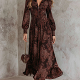 Ariane™ | Vestido maxi con estampado paisley y realce en la cintura