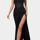 Armoni Vestido Sirena con Corpiño y Tirantes de Espagueti