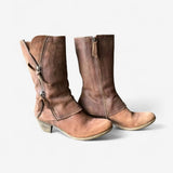Natalia™ | Botas altas de mujer marrones con cremallera