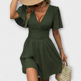 Winslet - Vestido con cintura fruncida y escote en V