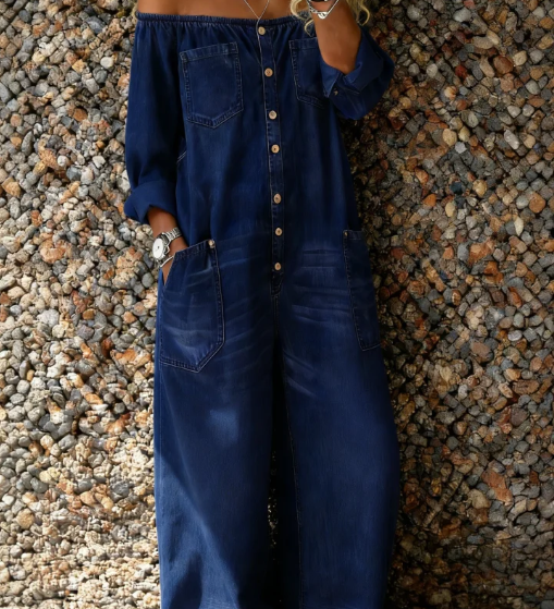 Noa | Mono de denim con escote de hombro descubierto