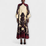 Lucy - Impresionantes vestidos maxi con estampado granate para un look elegante sin esfuerzo