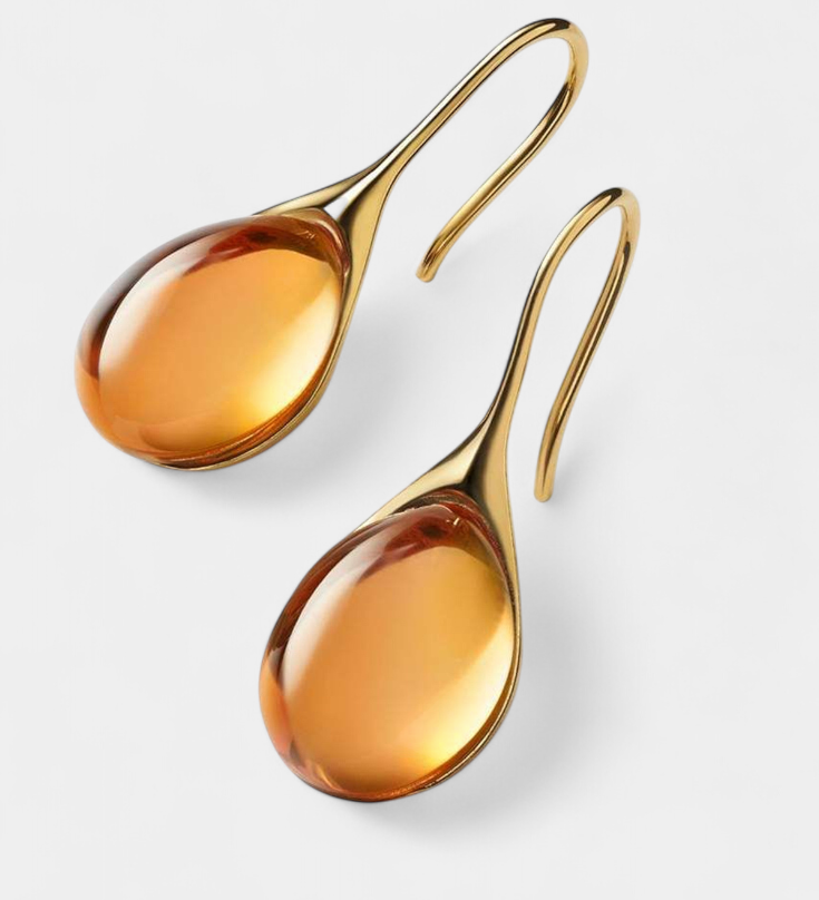 Pendientes de Gota de Cristal en Oro y Plata