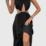 Sorina Vestido Midi Halter con Cortes