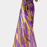 Aylin Vestido Maxi Asimétrico con Estampado Vibrante