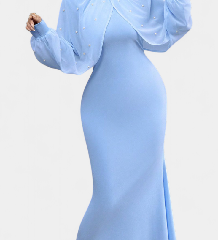 Atenea Vestido Halter de Malla con Mostacillas