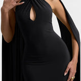 Faffienia Vestido Maxi con Escote Halter y Corte en Forma de Llave
