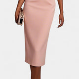 Reece Vestido Midi con Perlas y Cuello Redondo
