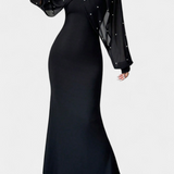 Atenea Vestido Halter de Malla con Mostacillas