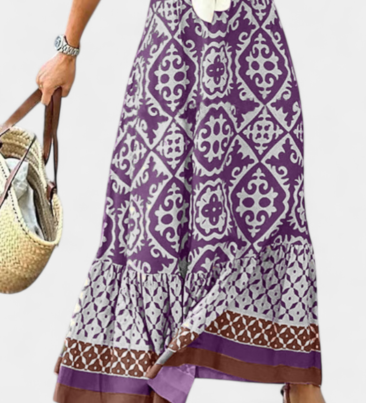 Ethel Falda Maxi Estampada con Volante