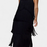 Saidey Vestido con Flecos y Espalda Descubierta