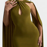 Faffienia Vestido Maxi con Escote Halter y Corte en Forma de Llave