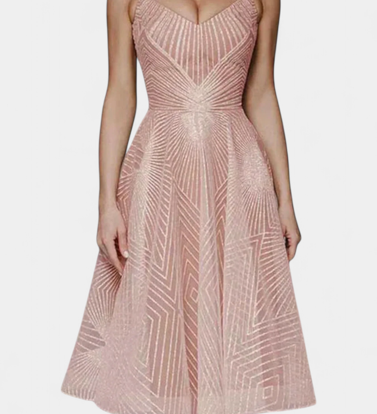 Everleigh Vestido Largo con Bordados y Corte en A