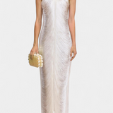 Jianna Vestido Halter con Flecos Metálicos