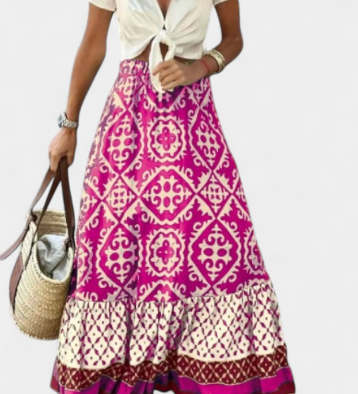 Ethel Falda Maxi Estampada con Volante
