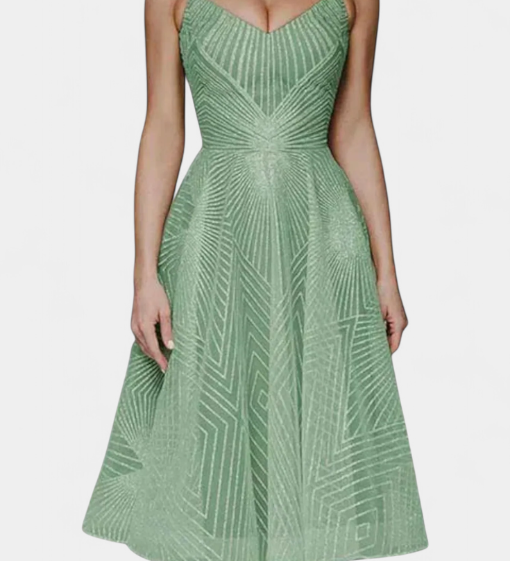 Everleigh Vestido Largo con Bordados y Corte en A