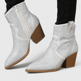 Berenice Botas Elegantes con Patchwork y Cremallera Lateral