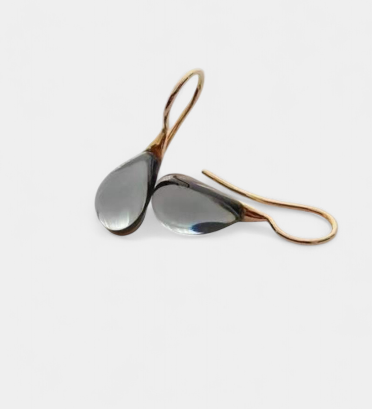 Pendientes de Gota de Cristal en Oro y Plata