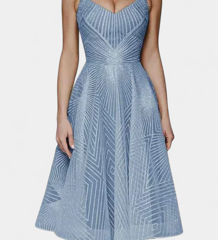Everleigh Vestido Largo con Bordados y Corte en A