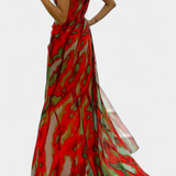 Aylin Vestido Maxi Asimétrico con Estampado Vibrante