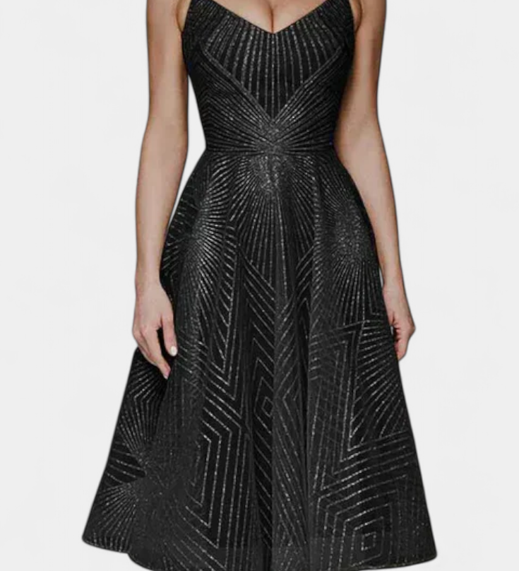 Everleigh Vestido Largo con Bordados y Corte en A