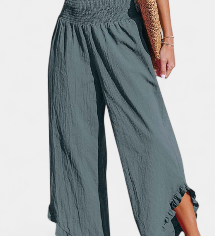 Justina Pantalón Palazzo con Volantes y Talle Alto