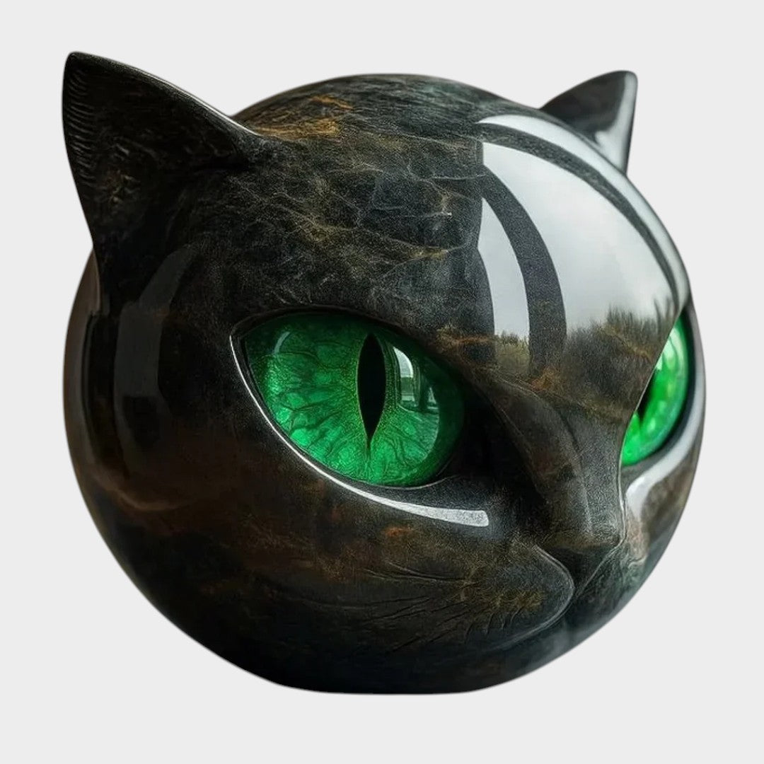 NyxCharm™ | Escultura Mística de Cabeza de Gato Negro